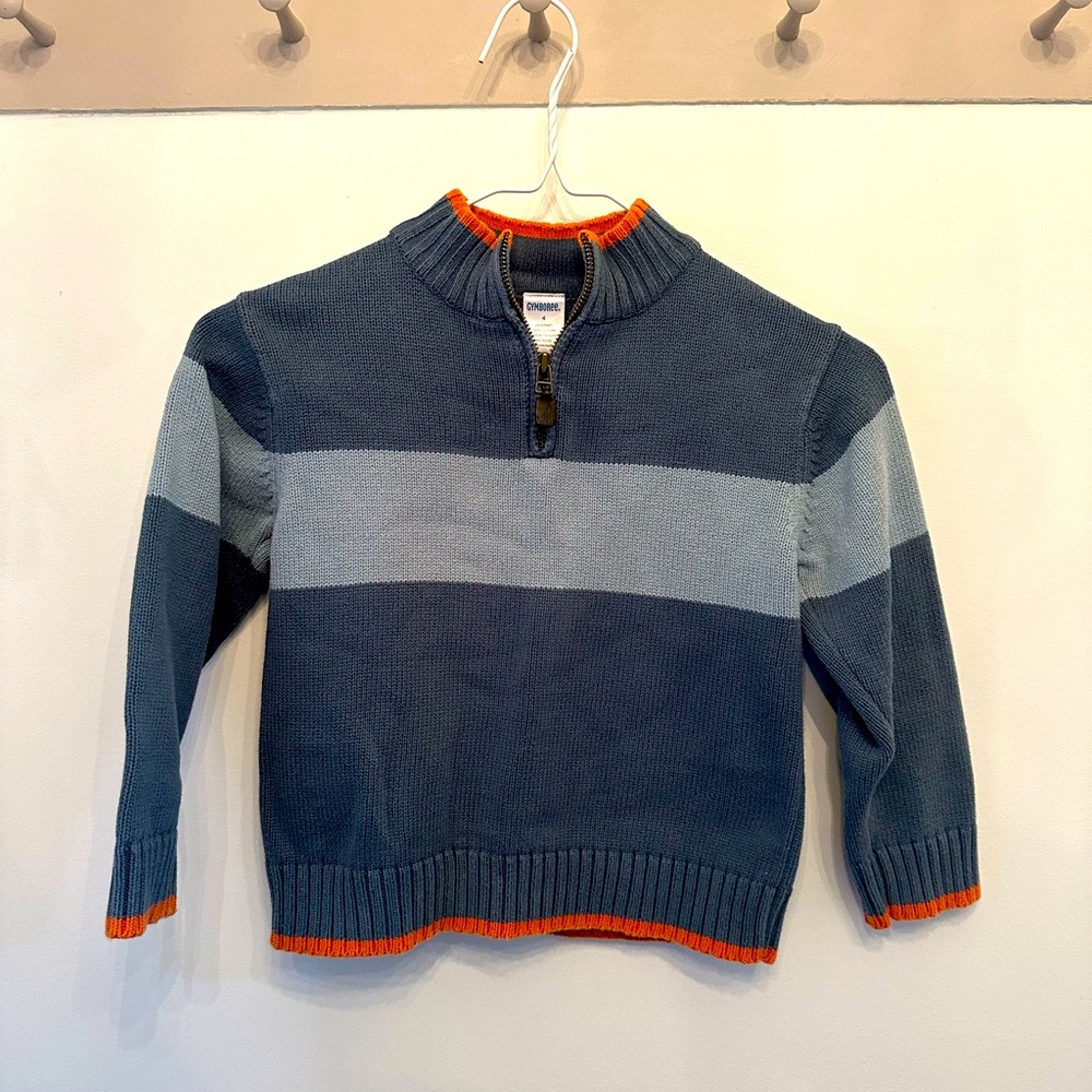Gymboree boys 1/2 zip knitted cotton sweater. Blue size 4T